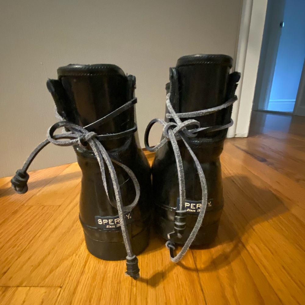 Sperry lace up ankle rain boots